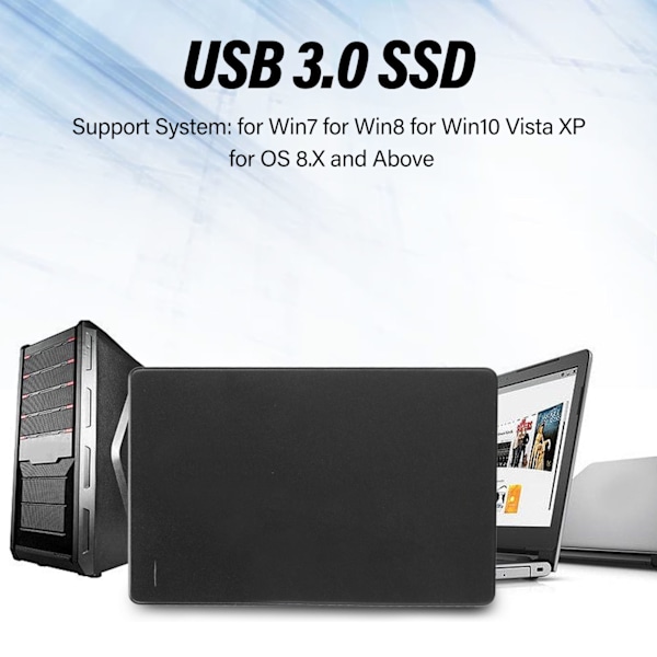 2,5 tum Extern Hårddisk Bärbar USB3.0 5 Gbps Hög Hastighet Ultra Slank Metall Extern Hårddisk för Win för OS Svart 1TB