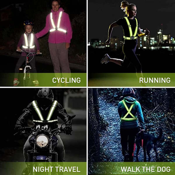 Heijastava Liivi Unisex Varoitusliivit Säädettävät Laser-Turvavöitä Yöjuoksuun Pyöräilyyn Joggaamiseen Kävelyyn