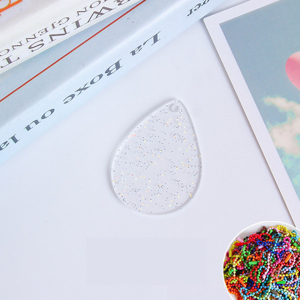 40 stk. Akryl Blanks med 50 Farverige Perlekæder, Transparent Glitter Akryl DIY Ornament Blanks til Nøglering Håndværk Hængende Julepynt