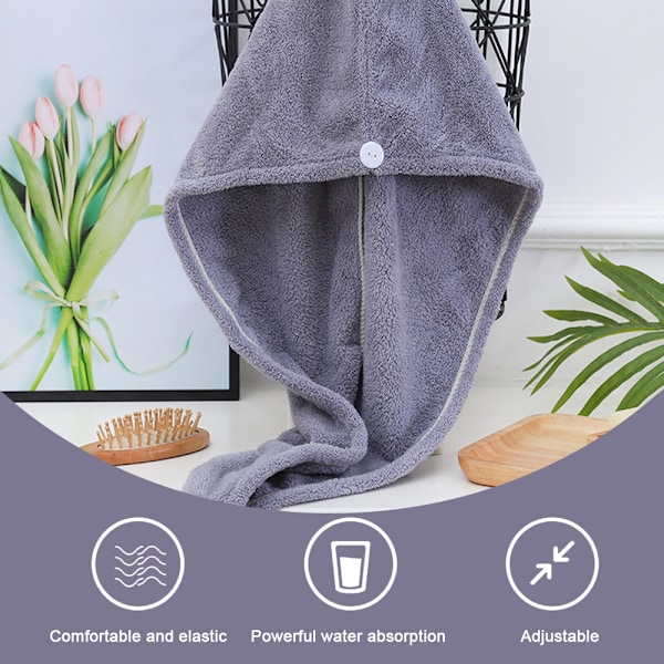 Mikrofiber Hårhandduk, Kvinna Absorberande Snabbtorkande Hårhatt, Snabbtorkande Trasselfri Anti-Frizz Handduk