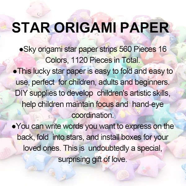 1120 Arkkia Origami-Paperia Tähtien DIY-Käsintehtyihin Tähtien Origami-Onnen Tähti Paperin Taitteluun Origami-Tähti Paperinauhat Paperitaiteen Ja -käsitöiden Tekemiseen
