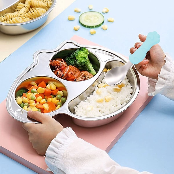 Självmatande sugkopp för småbarn, separat silikonbricka, BPA-fri