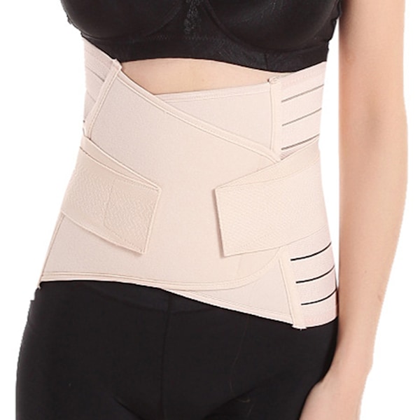 Tre-i-ett postpartum bäckenbälte formningstränare och formkläder (beige mesh)