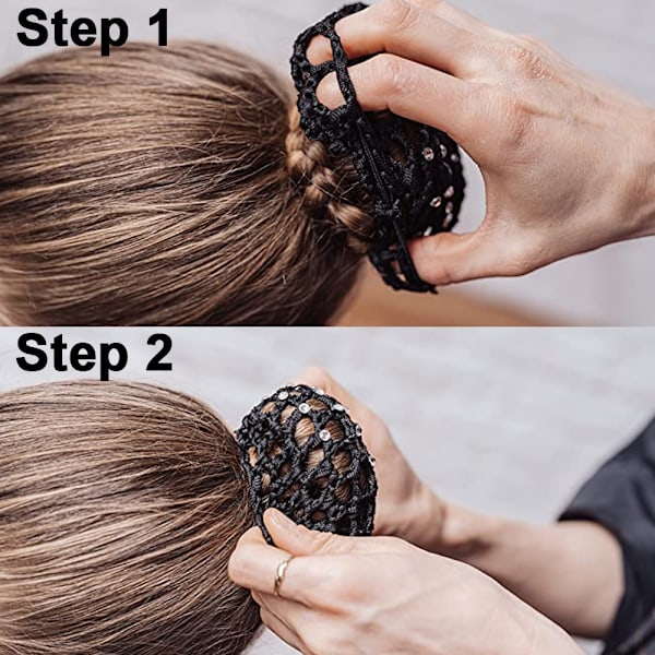 Hårbolledeksel Hårnett for Jenter Kvinner Håndlaget Strikket Mesh Perler Dekor Elastisk Hårnett for Ballet Dans Skøyting Bolle Mesh Deksel