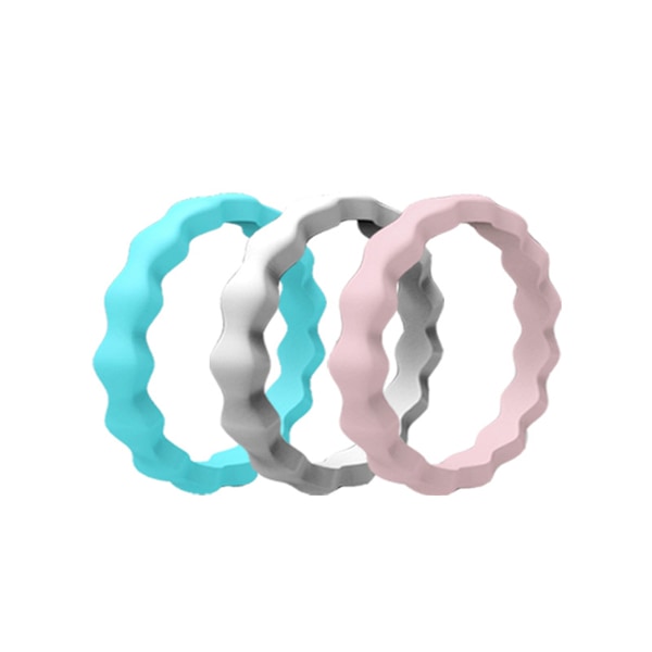 Silikon gummibröllopsringar för kvinnor, tunna flätade spets stapelbara gummiband, brudgum smyckesset, årsdagringar, löfte