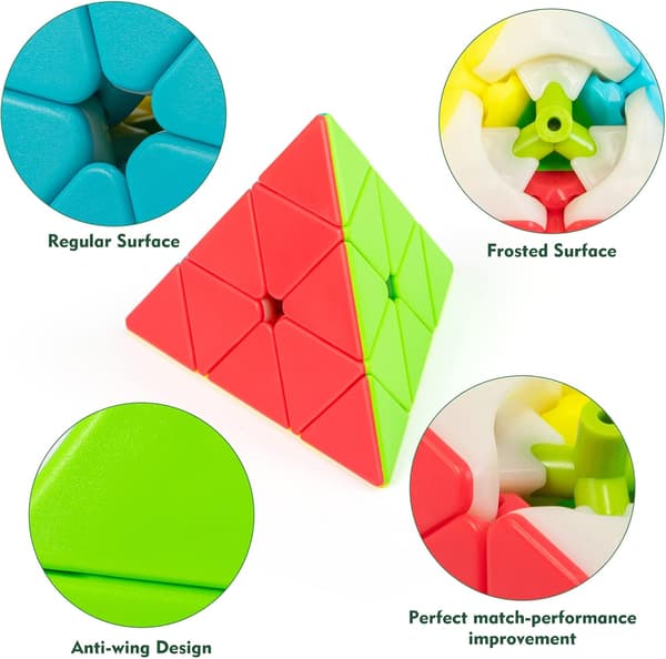 Speed Cube Pyramid, 3x3x3 Magic Cube Stickerless Frosted Triangle Puzzle
