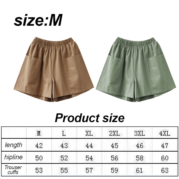 2 stk Dame Elastisk Midje Solid Casual Shorts Bukser med Lommer, Sommer Strand Shorts