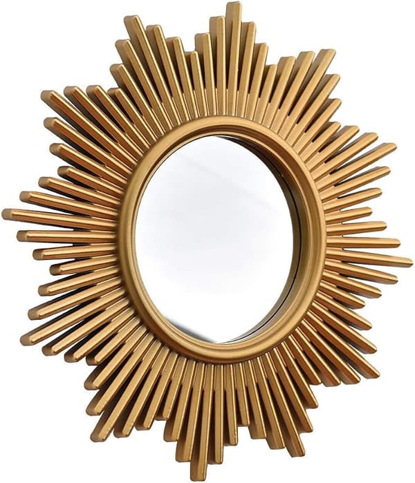 Dekorative vægspejle til stuen, sæt med 3 | Guldfarvede runde spejle