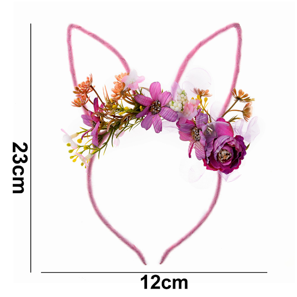 Påskekaninøre-hovedbånd med blomsterhovedpynt til kvinder og piger