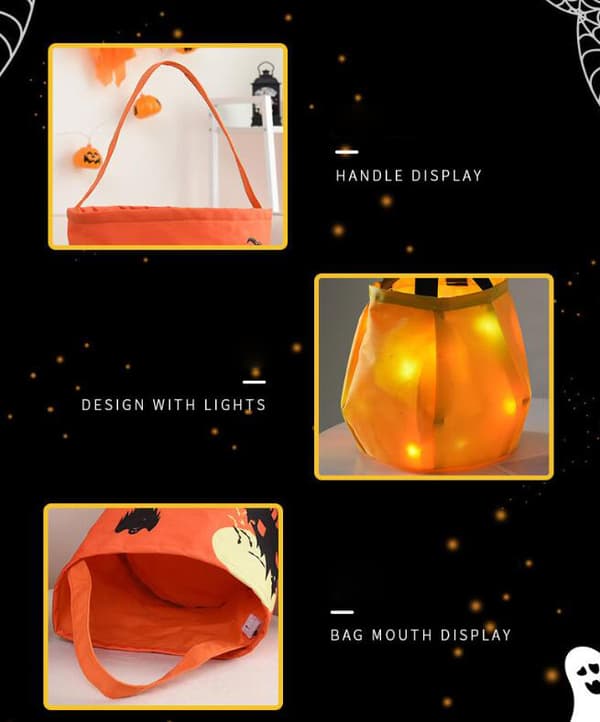Halloween-godispåse för barn med lysande pumpa Black