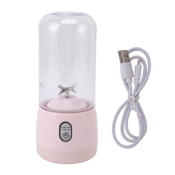 Bärbar Blender USB Laddningsbar 6 Blad Mini Juicer Cup Fruktpress för Resor Sport Kök 410ml Rosa