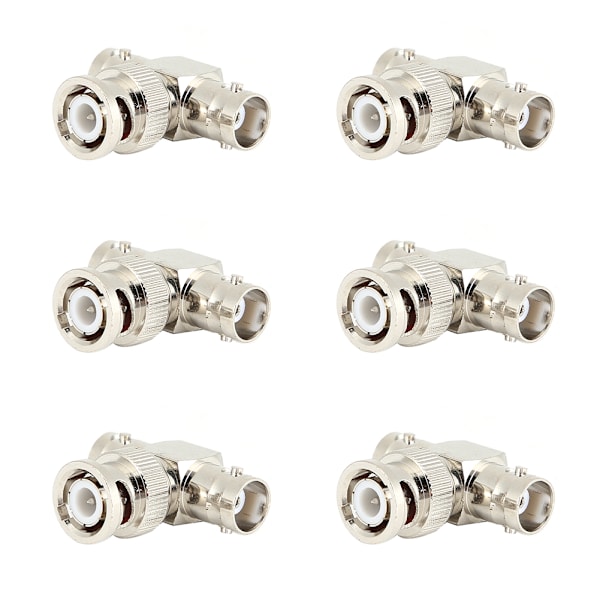 6-pack BNC hane-kontakt till BNC 2 hon-kontakt T-formad adapterkonverterare
