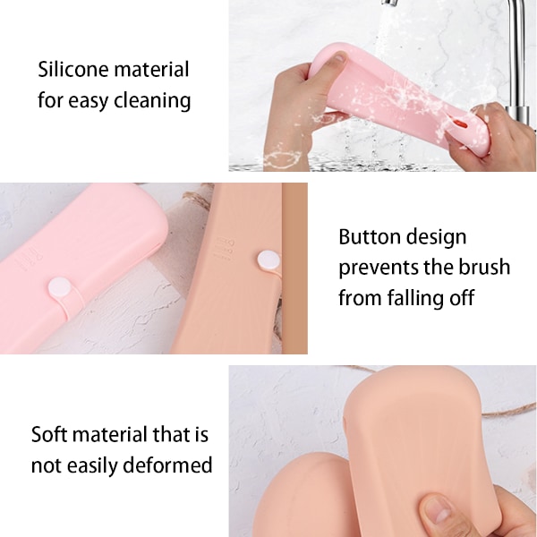 Rejsemakeupbørsteholder, Silikon Makeupbørste Organizer Case Bærbar Makeuptaske Kosmetikpose til Kvinder
