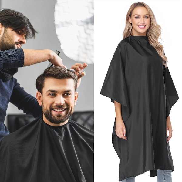 Salon Barber Kappe til Mænd/Kvinder - Vandafvisende Hårklippeskappe med Justerbar Trykknaplukning, Salonsudstyr til Frisører og Hjemmebrug