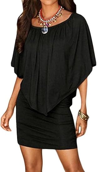 Sommar Cold Shoulder Off Ruffles Bodycon Minikjole for Kvinner, XL
