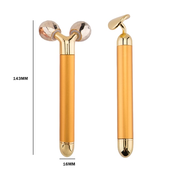 2-I-1 Elektrisk Ansiktsmassager Rulle 24k Roséguld Ansiktsrulle, 3D Rulle och Unik Halvmåneformad Ansiktsrulle Massager Kit Arm Öga Näsa Massager