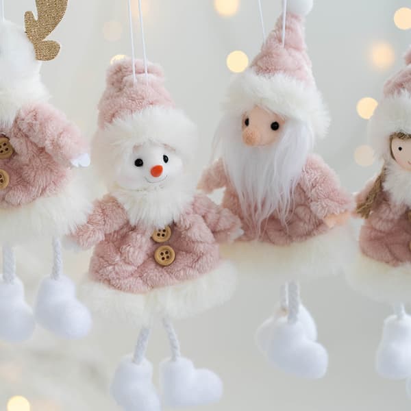 4-pack julhängen med älg, tomte och snögubbe