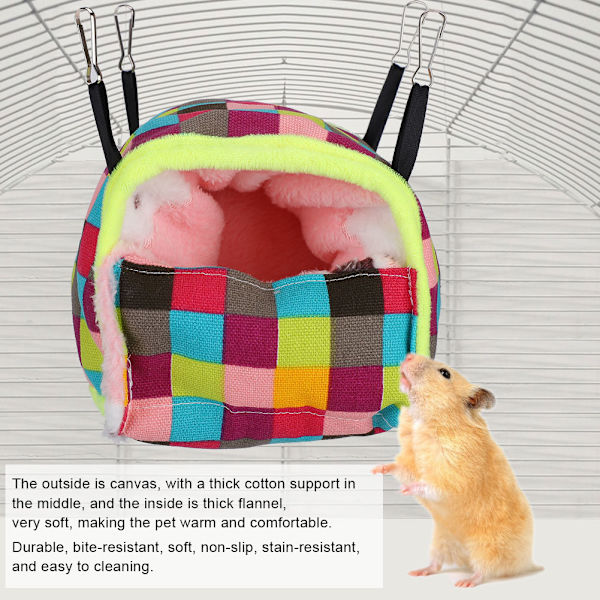 Liten Husdjurs Hamster Håll Varmt Säng Sovsäck Hus för Sockerflygare Igelkott Marsvin Röd Rutmönster Stor
