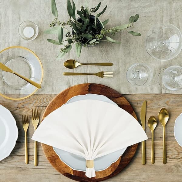4-piece set - Oversized Cotton Napkins 45cm x 45cm (18in x 18in), White - Thick Fabric for Everyday Use