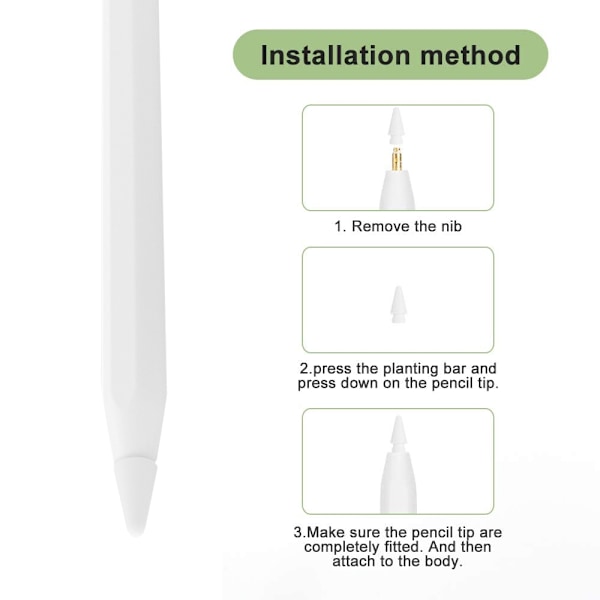 Silikonbeskyttende skrivetips Kompatibel med Apple Pencil 1. og 2. generasjon - Sklisikker og lydløs - 10 stk