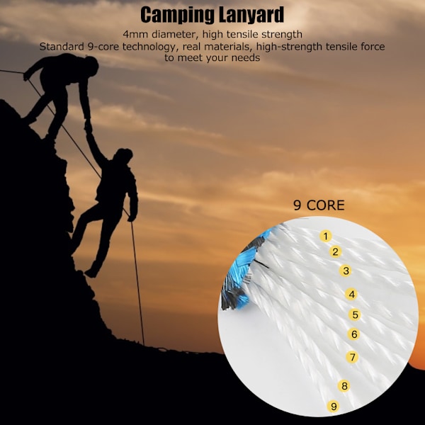 9 Core Paracord Räddning Knytning Tält Snodd Camping Rep för Utomhus Armbandsvävning 20M Röd