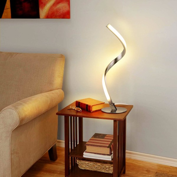 Spiral Design LED-bordslampa - Dimbar skrivbordslampa Touch-knapp, varmvit 3000K sänglampor av rostfritt stål, 1,5 m kabel, 5W 450LM Nattduksbord