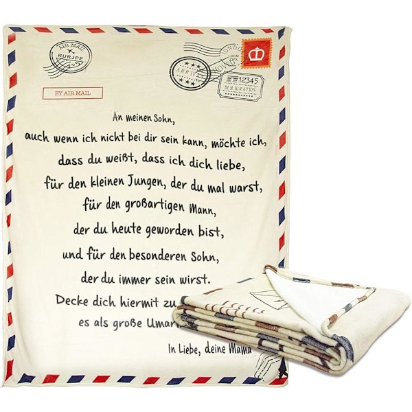 Brevfilt, Personlig Kärleksbrev Flanellfilt Till Min Son Från Mamma Särskilt Tillfälle Present, Vinter Varm Mjuk Brevfilt, Positiv