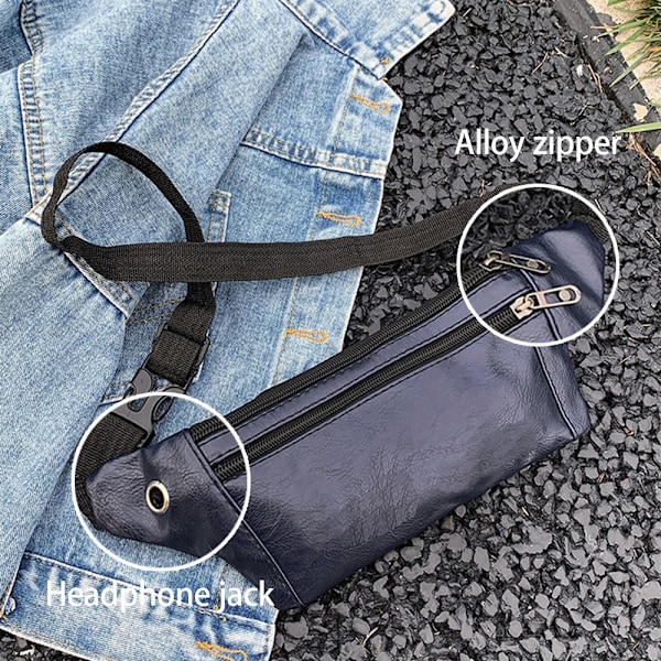 Midjeväsk för utomhus, sport, löpning, mobiltelefon, kniv, PU-läder, lätt, multifunktionell messenger-väska
