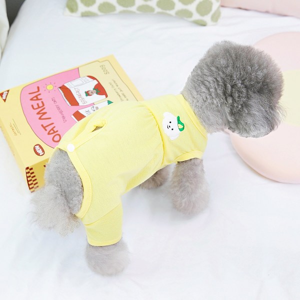 Operasjonsdrakt for katt, kirurgisk onesie for kjæledyr etter operasjon, alternativ til E-krage for hund (gul)
