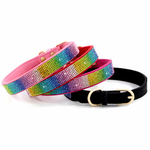 Pigehundehalsbånd til mellemstore hunde, Sød Glitter Nylon, Rosa Hundehalsbånd til store og små hunde, Hunhundehalsbånd med hurtigspænde, Blødt kæledyrsbånd