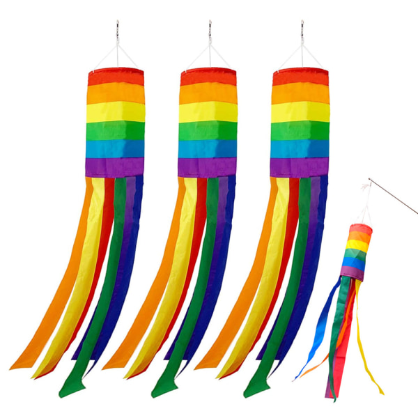 13x88cm Rainbow Column Windsock Flagga - 3st Rainbow Windsock