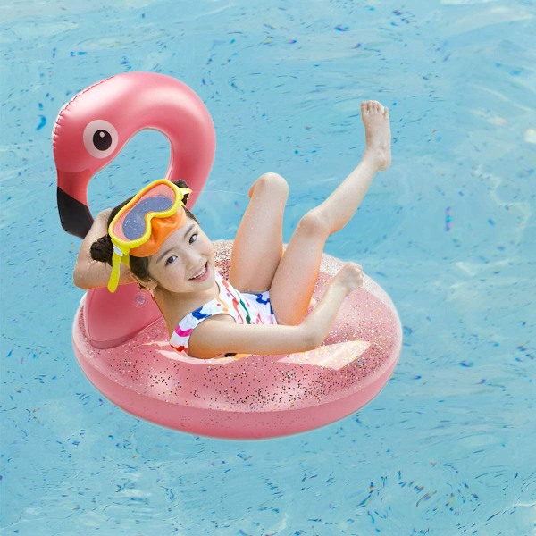 Svømme Ring Pool Float, Flamingo Form Oppustelig Pool Float Med Glitter, Oppustelig Fritids Raft Tube Svømme Ring Sommer Børn Pool Legetøj