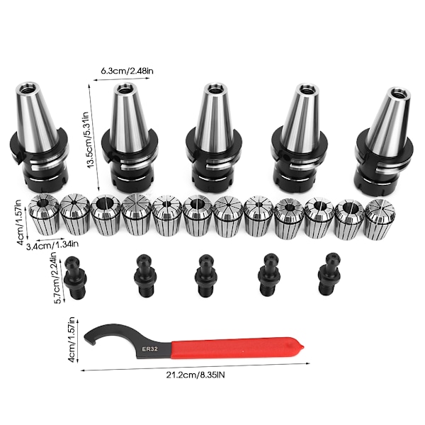 Høy presisjon CAT40 ER32 Chuck Collet Holder Set 5PC CAT40 ER32 Chuck   12PC ER32 Collets