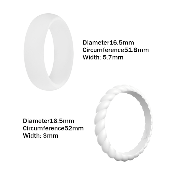 8 Pak Silicone Bryllupsring til Kvinder, Tynd og Flettet Gummi, Mode, Farverig, Behagelig Pasform, Hudvenlig
