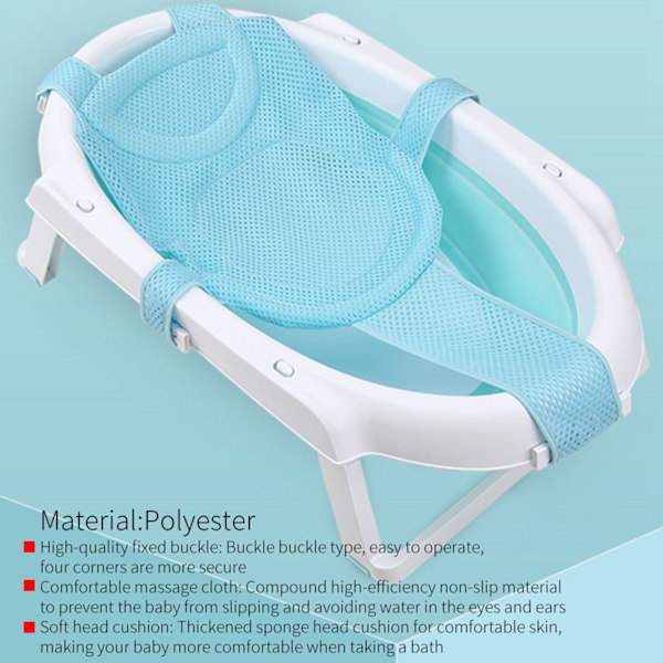 Baby Badekarsete Støtte Nett Badekar Sling Dusj Mesh Badevugge Ringer For Badekar （Lyseblå）