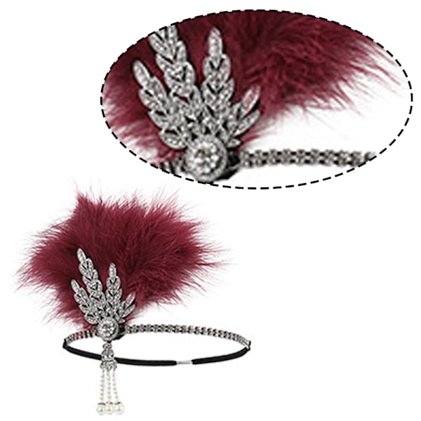 Vintage 1920-tals pannband Roaring 20s Great Gatsby huvudbonad med påfågel fjäder 1920-tals Flapper Gatsby håraccessoarer