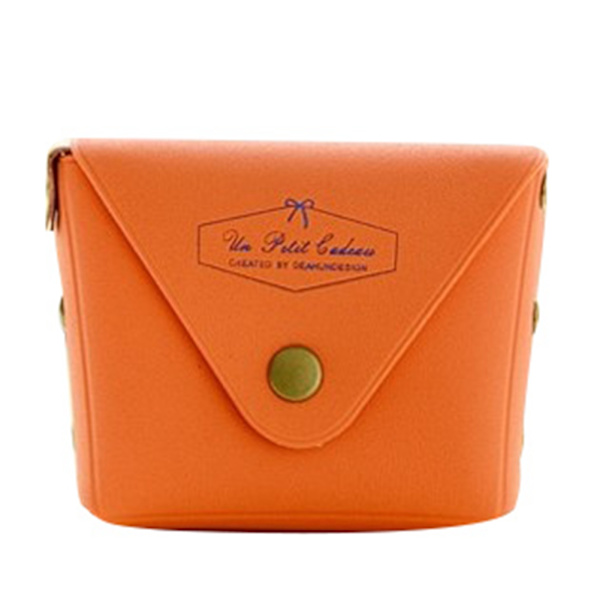 Portabel Mini Myntplånbok Dam PVC Pengar Kort Väska Förvaring Organizer Orange