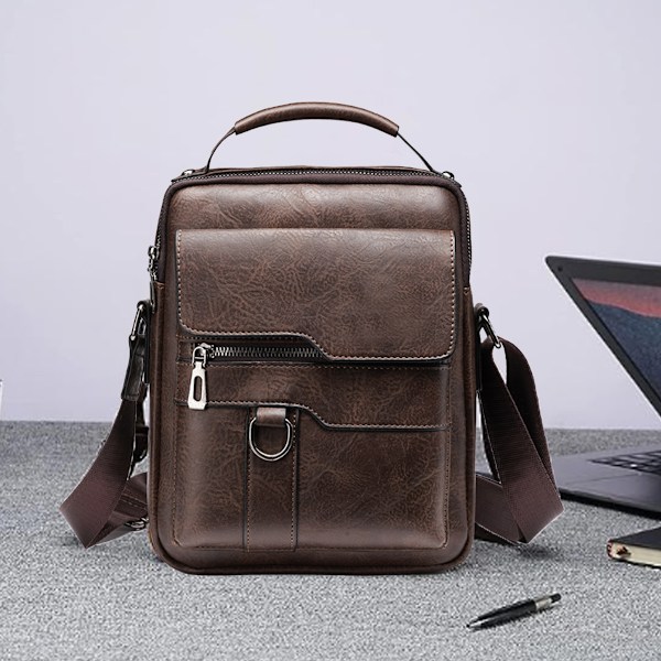 Liten axelväska för män i läder, crossbody, handväska, portfölj, messenger, reseväskor för iPad 9,7\", arbete, kontor, affärer, crossbody-väska