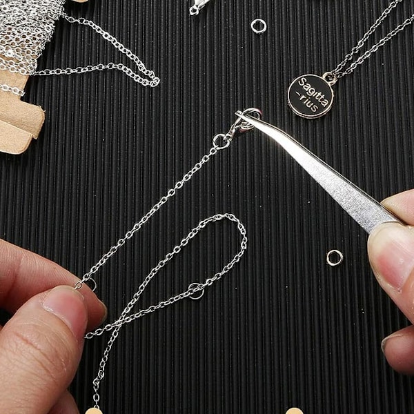 2*3mm kedjor med 14 hummerlås + 14 hoppringar, hantverkskedja för halsband armband örhänge DIY för smyckestillverkning