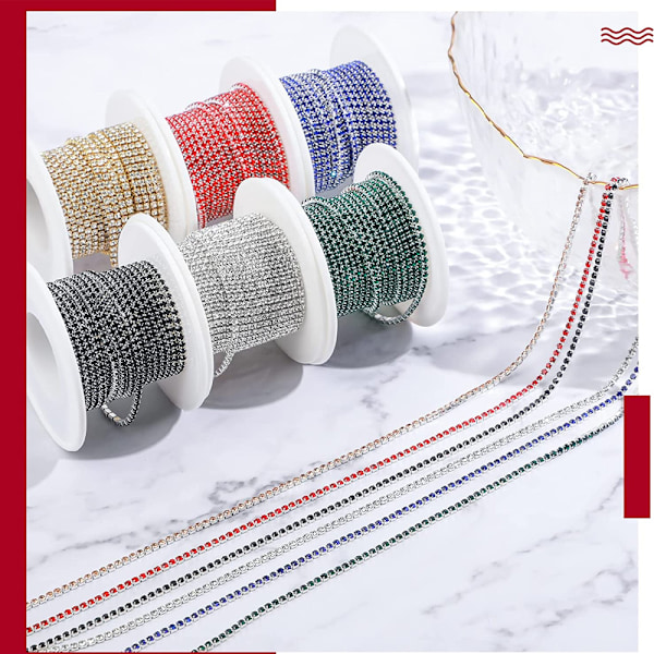 10 Jaardia Rhinestone-ketjukoristetta, Rhinestone-ketju käsitöihin, ompeluun, DIY-projekteihin, koruihin, häihin ja koristeluun
