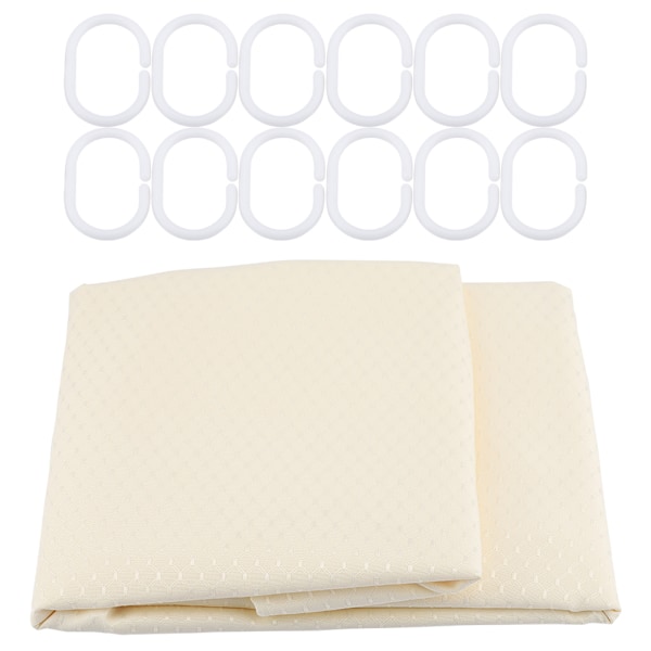 Tyk Bruseforhæng Vandtæt Badeværelsesforhæng + Ophængningskroge (Beige 150*180cm)