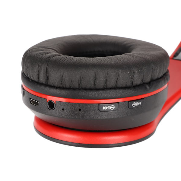 Trådlösa hörlurar Stereo Brusreducerande Vikbara Bluetooth-hörlurar för Mobiltelefon PC Resa Spel Svart med Röd