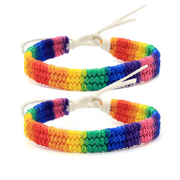 2st Rainbow Pride Armband Handgjorda flätade vänskapssnöre