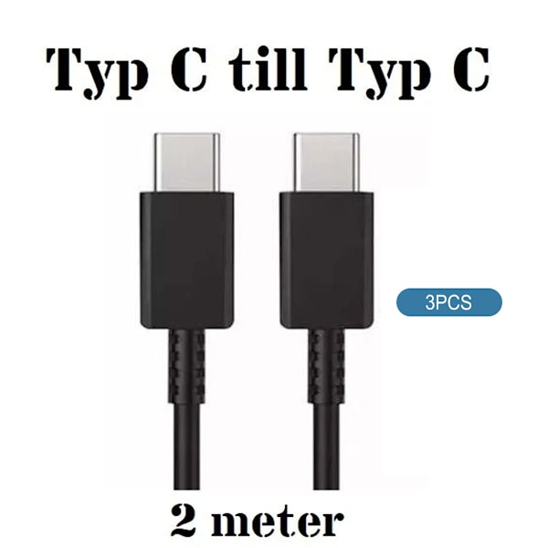 USB C till USB C Laddsladd, 2M EXTRA LÅNG iPhone 16 3 stycken 3 stycken