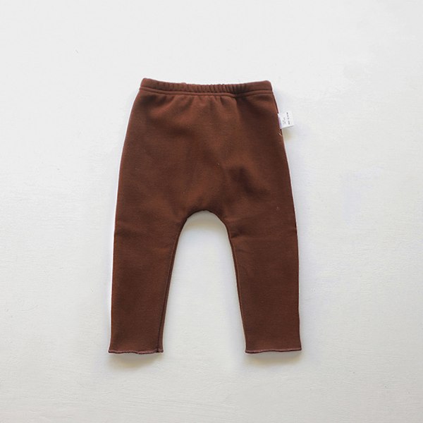 Baby Leggings, enkla byxor med stor rumpa för pojkar och flickor, höst- och vinterkläder (Mörkbrun)