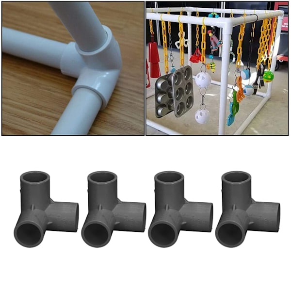 10 st 3-vägs rörkopplingar PVC-plast Rätt vinkel T-koppling Hörnkonektor 20 mm innerdiameter Svart