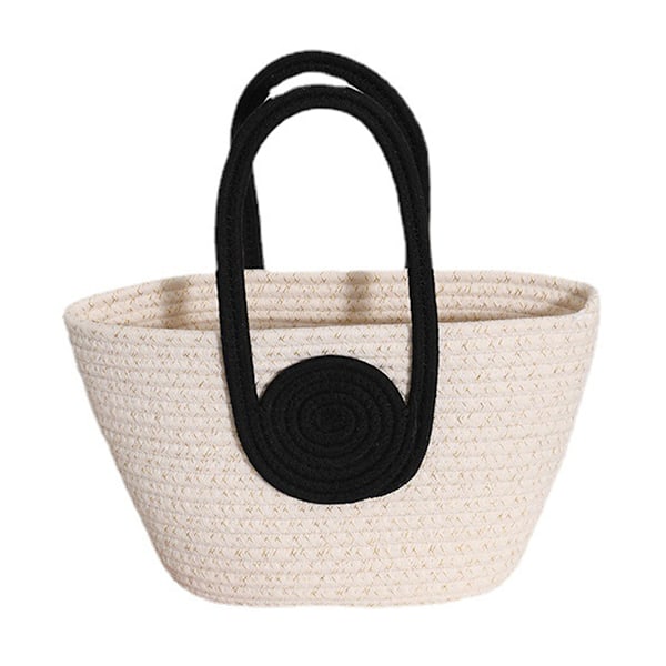 Stor bomulls-totebag för kvinnor, strandväska, sommar, handvävd, handgjord, reseväska