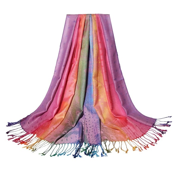 Jacquard bomullsscarf Dam färgglad etnisk vind resesjal Höst och vinter tofs bomull varm scarf