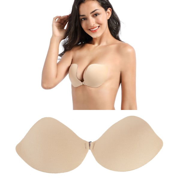 Rygglös Bröstbh V-formad Push Up Strapless Plunge Självhäftande Bh för Kvinnor (Hudfärg C)