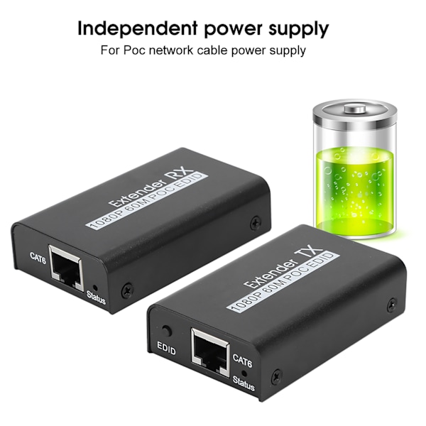 HDMI-förlängare 60M Internet-sändare för POC-kabelström EDID-inlärningsfunktion 100‑240VUK